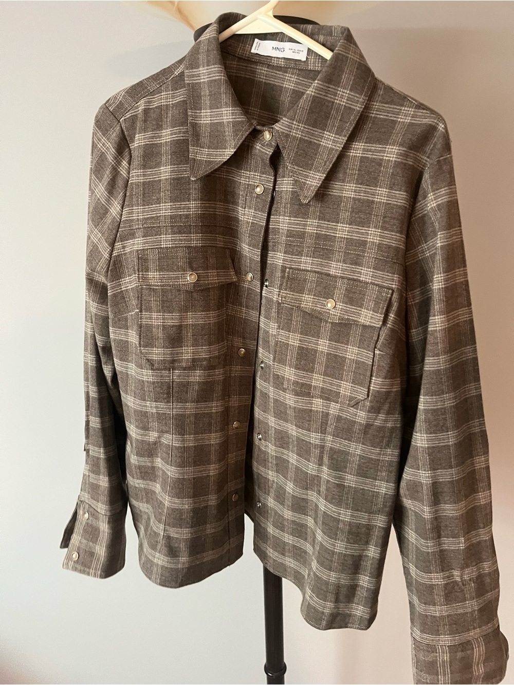 MNG by Mango Brown Plaid Button-Front Shirt Jacket